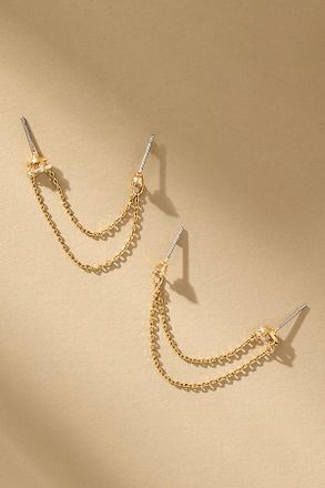 Ettika Double Piercing Chain Dangle Earrings