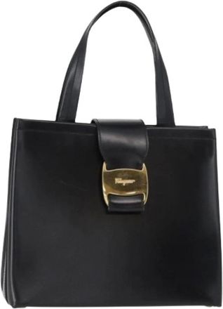 Ferragamo Pre-owned Handbags, female, Black, Size: ONE SIZE Pre-owned Leather Handbag
