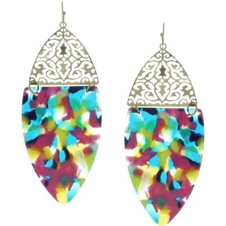 Olivia Welles Gold Plated Alana Split Drop Earrings in Worn Gold /Multi at Nordstrom Rack