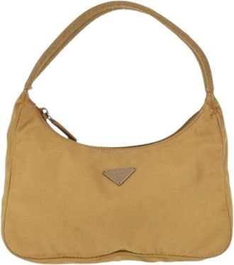 Prada Pre-owned Shoulder Bags, female, Yellow, Size: ONE SIZE Pre-owned Nylon Shoulder Bag