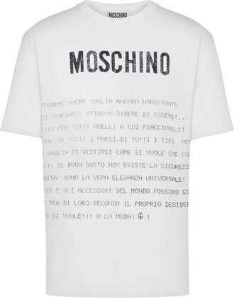 Moschino Bold Slogan Print Cotton Jersey T-Shirt