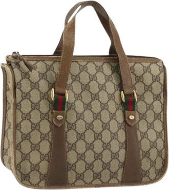 Gucci Pre-owned Handbags, female, Beige, Size: ONE SIZE Pre-owned Vintage GG Canvas Hand Bag