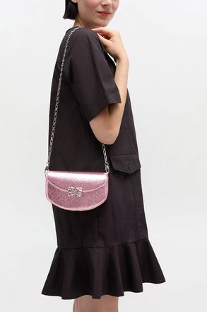 Ganni Pink Lulu Wallet On Chain in Metallic