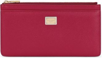 Dolce & Gabbana logo-plaque leather wallet - women - Calf Leather - One Size - Pink