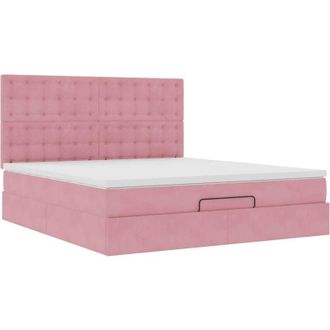 vidaXL Estructura De Cama Otomana Colchones Terciopelo Rosa 180x200cm Vidaxl