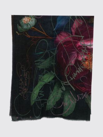 Faliero Sarti Sciarpa in 100% cashmere con stampa floreale e fondo sfrangiato