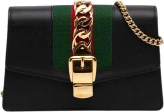 Gucci Pre-owned Sylvie Cross Body Bag - Dames - Vintage Schoudertas - Zwart - ONE Size - Leer - Vintage