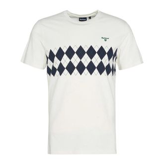Barbour T-Shirts, male, White, Size: XL Argyle Panel Tee Whisper White