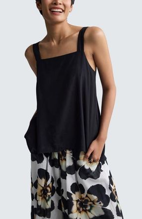 Luukaa D'Celli Lorena Minimalist Square-Neck Top in Black at Nordstrom, Size 14