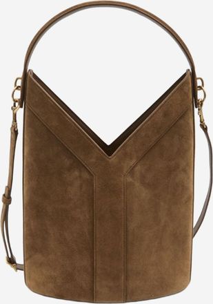 Saint Laurent Womens Y Bucket Bag Suede Brown Shoulder