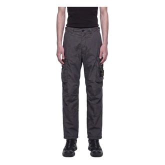 Stone Island Straight Trousers, male, Gray, Size: W34 Micro Ripstop Cargo Trousers