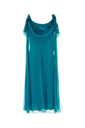 Alberta Ferretti Alberta Ferretti Womens Teal Green Silk Dress - Size EU 44 (Womens)