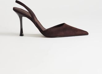 Topshop Angel - D&eacute;collet&eacute; con tacco in camoscio sintetico color cioccolato-Marrone