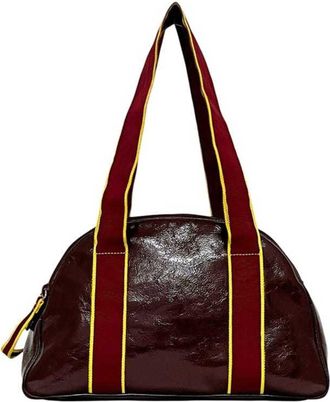 Miu Miu Bordeaux Yellow Patent Leather Boston Bag (Pre-Owned)