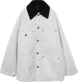 Prada 2020s triangle logo cotton jacket - White