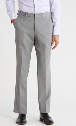 BOSS Virgin Wool Blend Flat Front Dress Pants in Dark Grey at Nordstrom Rack, Size 40