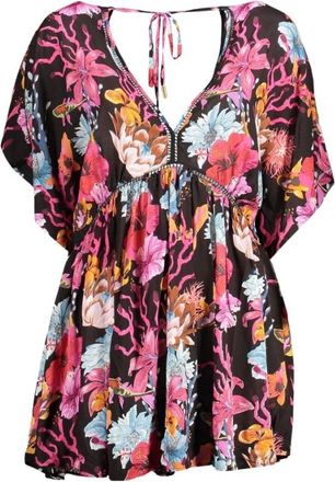 Desigual Korte jurk met V-hals - Dames - Jurken - Veelkleurig - Maat: XL Katoen