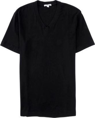 James Perse Short Sleeve V Neck - Heren - T-shirts - Zwart - XL - Katoen - Tops