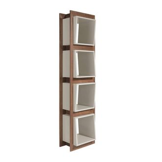 Angel Cerd&aacute; Walnut Veneer Cube Shelf, Glossy Pearl Grey 50x41x200