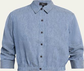 Theory Cropped Button-Front Shirt