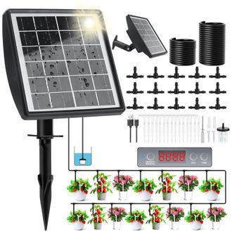 OEM Sistema De Riego Solar Crezuo, Riego Autom&aacute;tico De Plantas De Interior, Con Temporizador Y Manguera De Riego Por Goteo De 15 M.-crezuo