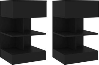 vidaXL Bedside Cabinets 2 pcs Black 40x35x65 cm Vidaxl