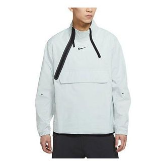 Nike Mens Nike Sportswear Tech Pack logo Casual Splicing Woven Breathable Jacket Tops Light Silver DC6988-034
