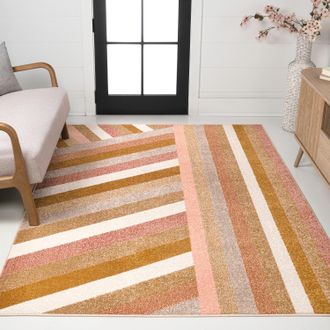 Jonathan Y Designs Retro Rainbow Contemporary Stripe Multi Area Rug