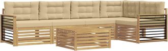 vidaXL Conjunto De Sof&aacute;s De Exterior 6 Uds. Y Beige Poli&eacute;ster Vidaxl