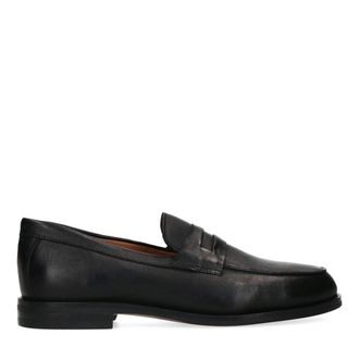 Sacha Zwarte leren penny loafer