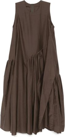 JNBY Abito plissettato con orlo asimmetrico - Marrone