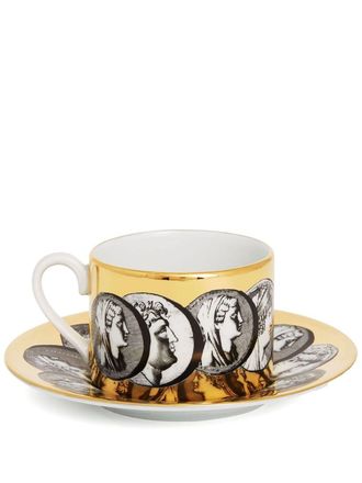 Fornasetti Cammei porcelain tea cup - unisex - Porcelain - One Size - Gold