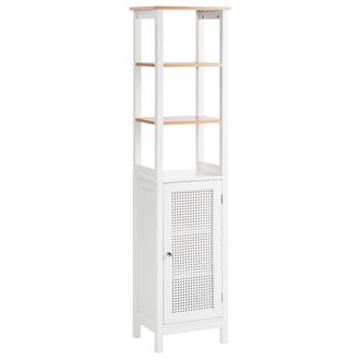 Beliani Beliani - Mueble De Ba&ntilde;o Alto 30 X 160 Cm Almacenaje De Ba&ntilde;o Con Estantes Mdf Blanco Alamos