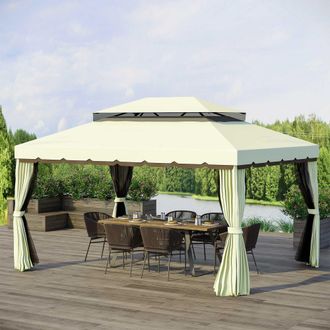 OUTSUNNY 3 x 4 m Aluminium Gazebo Marquee Canopy Pavilion Patio Garden Party Tent in Cream
