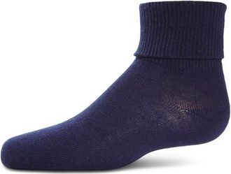 MeMoi Ribbed Triple-Roll-Cuff Ankle Sock in Dark Blue at Nordstrom, Size 6-12M
