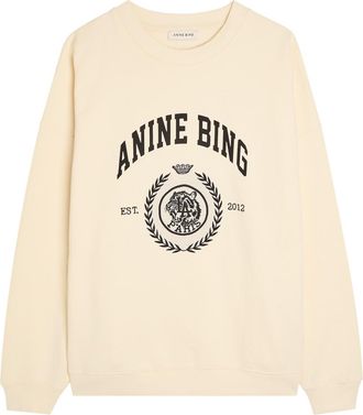 Anine Bing Miles Logo-print Cotton Sweatshirt - Cream - S (UK8-10 / S)