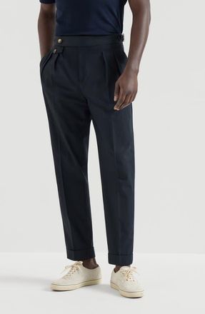 Brunello Cucinelli Cotton twill trousers in Navy Blue at Nordstrom, Size 50 It