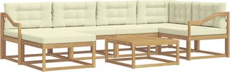 vidaXL Conjunto De Sof&aacute;s De Exterior 7 Uds. Blanco Y Crema Vidaxl