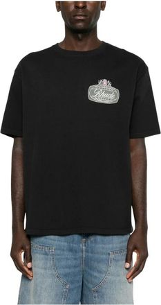 Rhude Tops, Heren, Zwart, XL, Katoen, Logo-print T-shirt