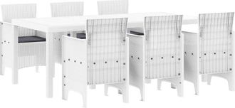 vidaXL Vidaxl - Garden Dining Set 7 pcs White Polt rattan