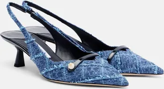 Jimmy Choo London Amita denim slingback pumps