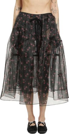 Simone Rocha Sheer Overlay Long Flounce Skirt