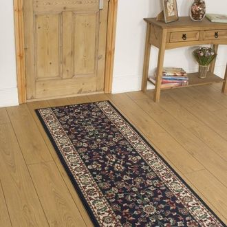 Runrug Hallway Carpet Runner Rug - Soft & Comfy, 9mm - Traditional in Blue | Size: 70 cm x 420 cm