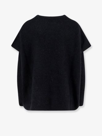 Nude Alpaca Blend with Detachable Sleeves Sweater - Black