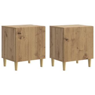 vidaXL Armario De Noche 2 Pcs Roble Artesanal 43 X 34,5 X 50 Cm Vidaxl