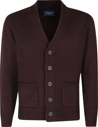Drumohr Cardigan Lana Merinos Doppio Filo - - Knitwear - Uomo - Marrone - M