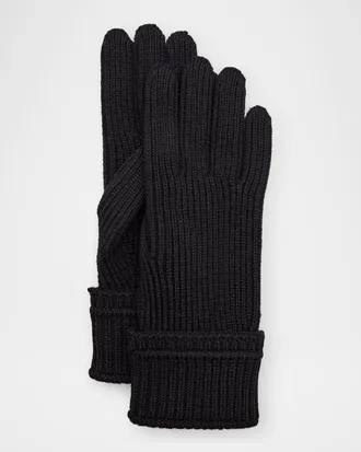 Burberry Men & apos;s Embroidered Logo Patch Wool-Blend Knit Gloves
