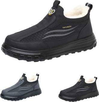 Generic Winter Snow Boots for Mens Size 8.5 Warm Fur Lined Slip On Loafers Plush Thick Comfortable Booties Outdoor Non-Slip Waterproof Boots Lightweight Hikin
