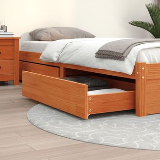 vidaXL Cajones De Cama 4 Uds Madera Maciza De Pino Marr&oacute;n Cera Vidaxl