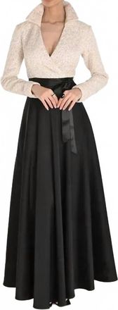 Frank Lyman Design Woven Maxi Gown In Black/cream
